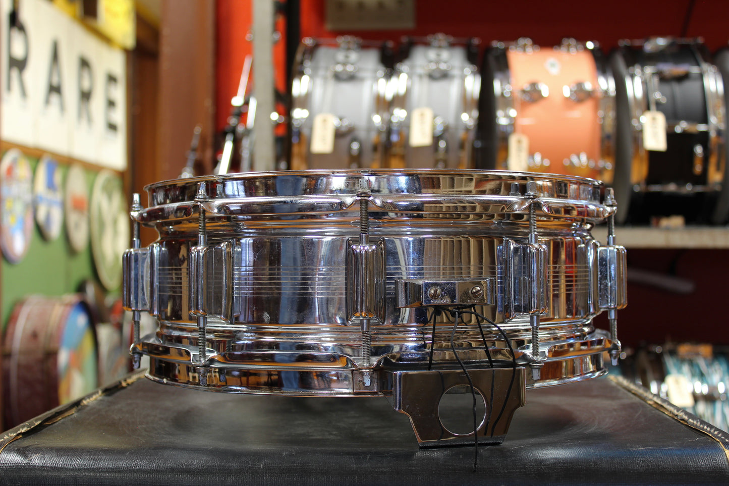 1960s Rogers 5x14 Chrome Over Brass Dyna-sonic Snare Drum #3980
