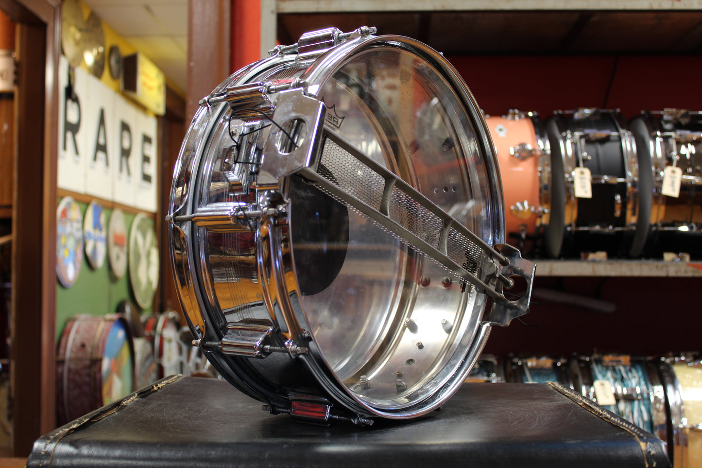 1960s Rogers 5x14 Chrome Over Brass Dyna-sonic Snare Drum #3980