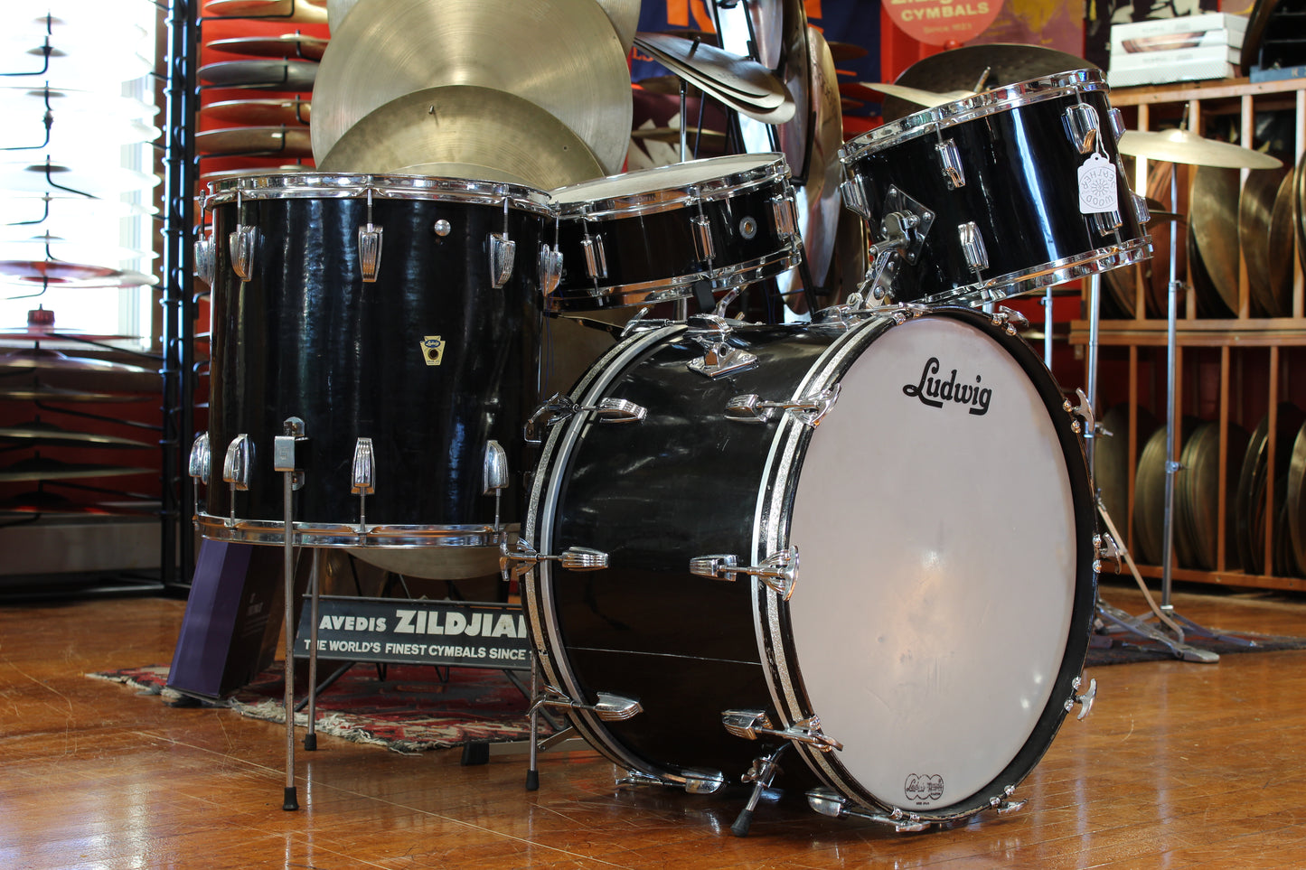 1959-66 Ludwig / Walberg & Auge in Jet Black Pearl 14x22 16x16 9x13 5x14