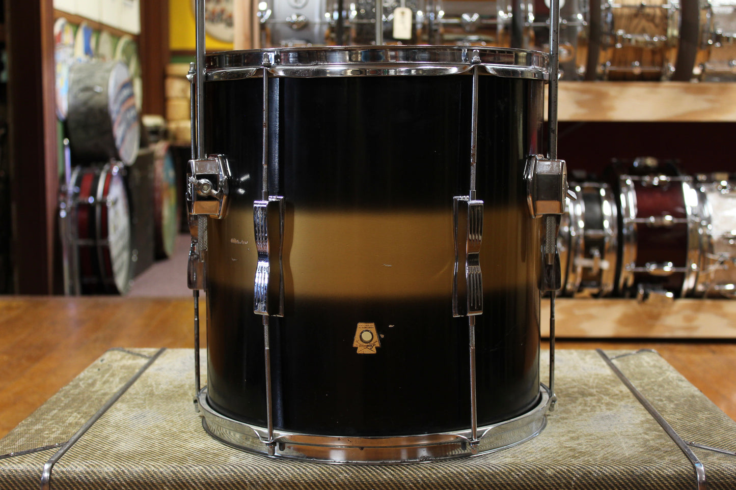 1960s Ludwig 14x14 Club Date Floor Tom in Black and Gold Duco