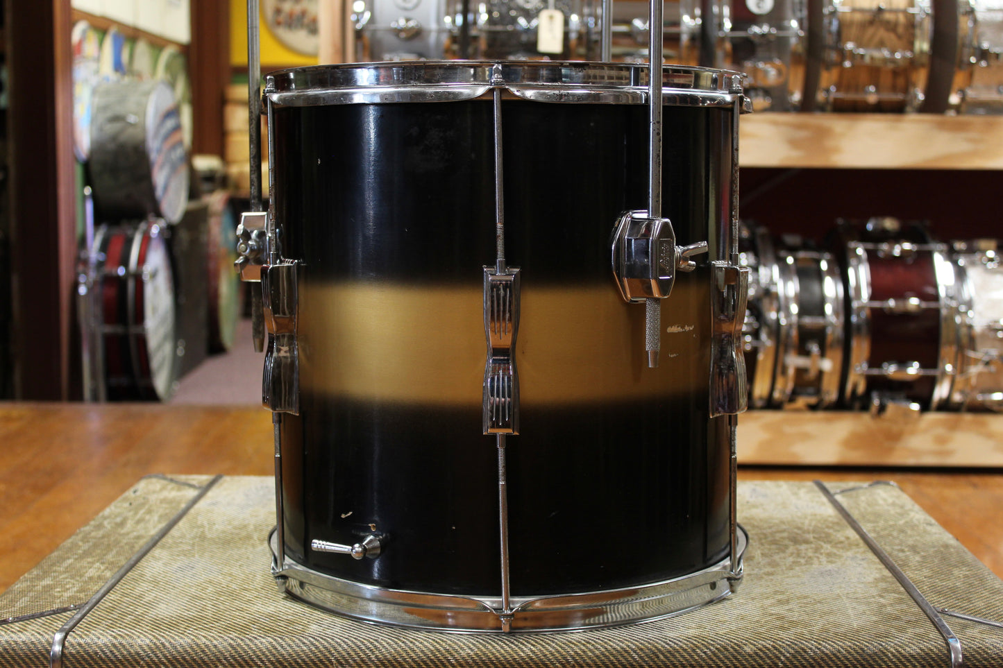 1960s Ludwig 14x14 Club Date Floor Tom in Black and Gold Duco