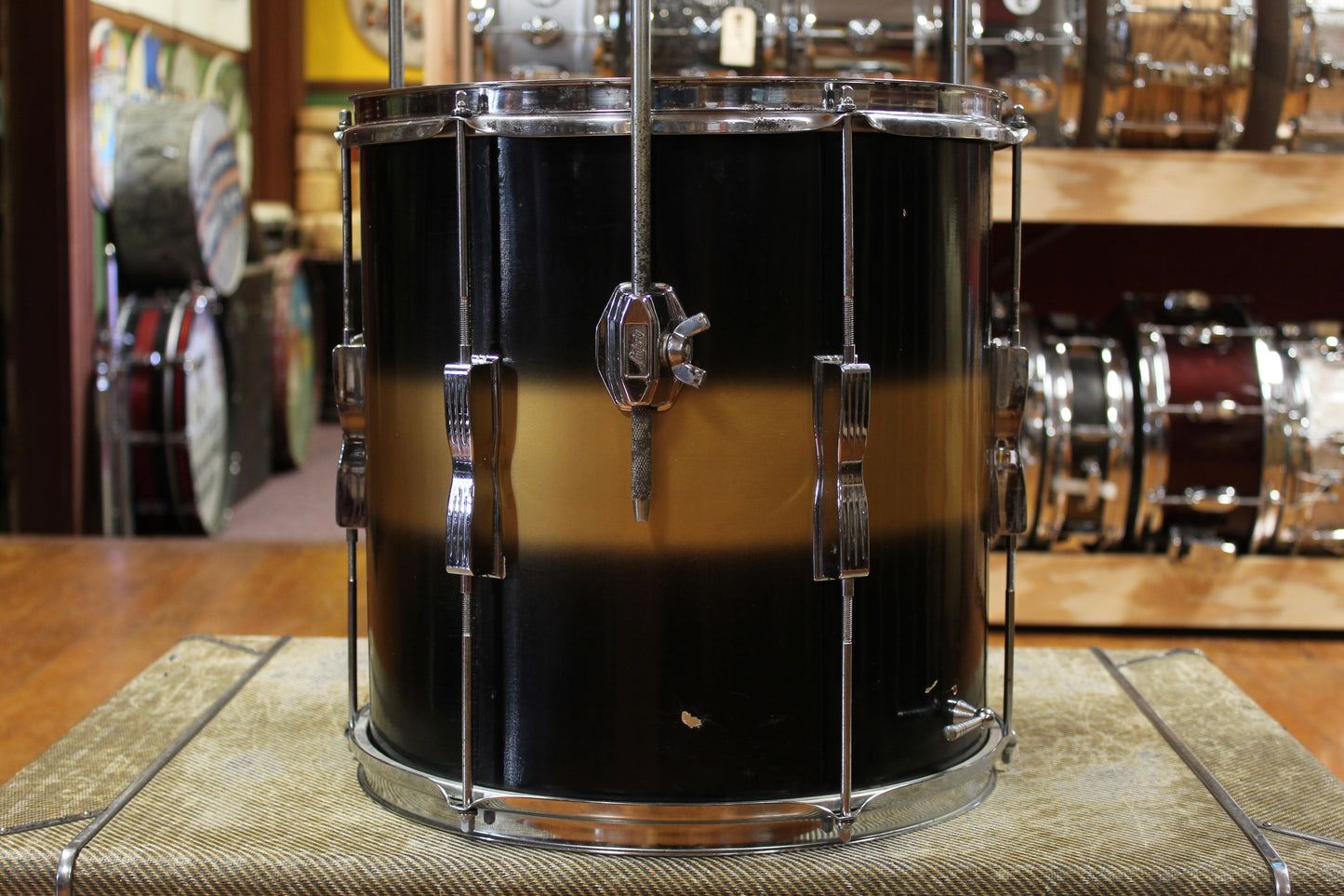 1960s Ludwig 14x14 Club Date Floor Tom in Black and Gold Duco