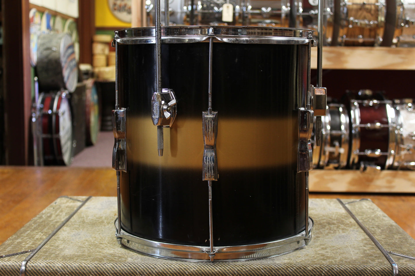 1960s Ludwig 14x14 Club Date Floor Tom in Black and Gold Duco