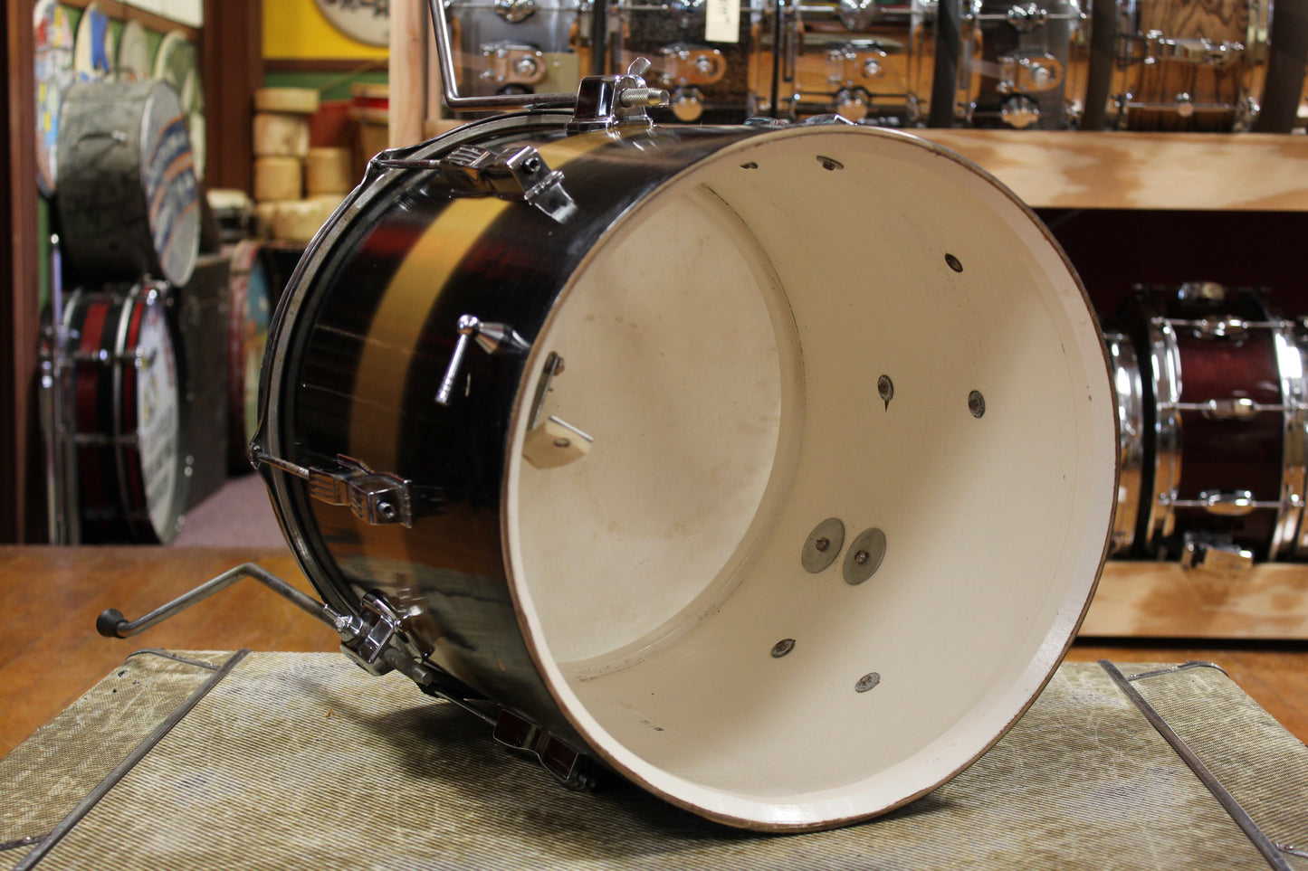 1960s Ludwig 14x14 Club Date Floor Tom in Black and Gold Duco