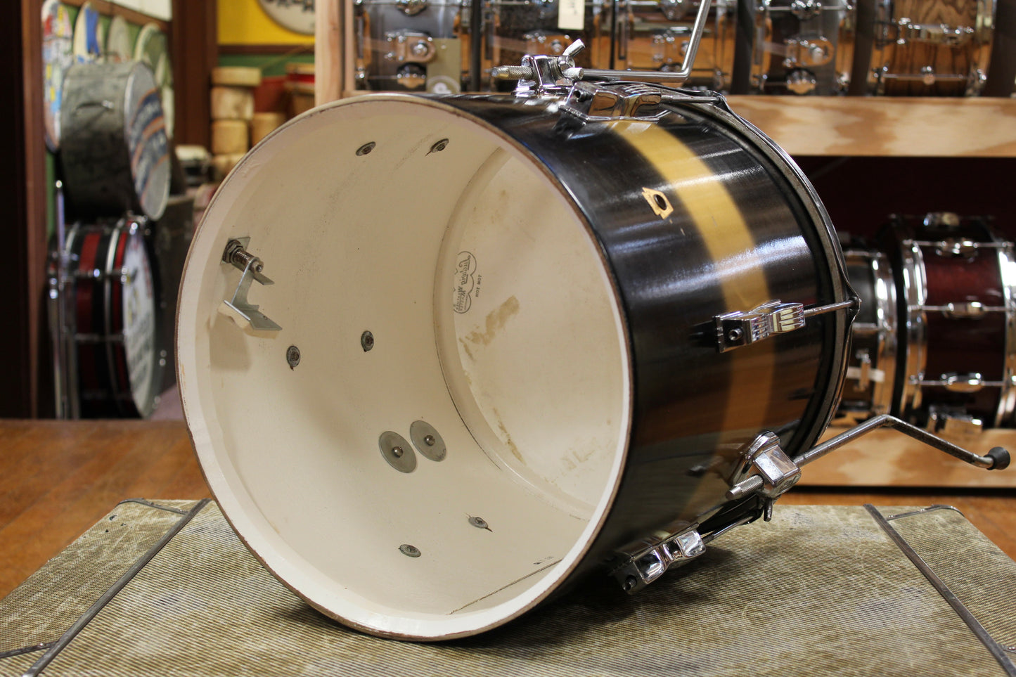1960s Ludwig 14x14 Club Date Floor Tom in Black and Gold Duco