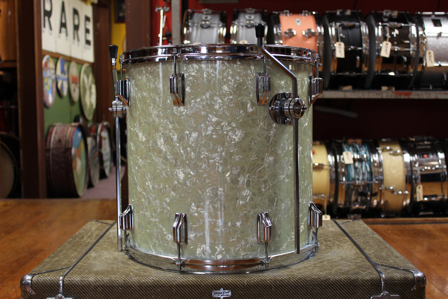 1960s Rogers 16x16 Holiday Floor Tom in White Marine Pearl