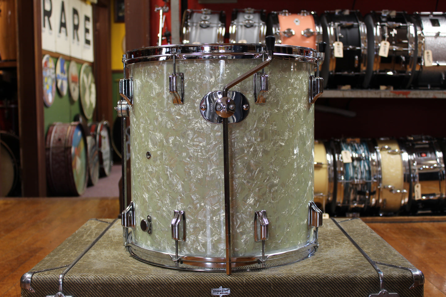 1960s Rogers 16x16 Holiday Floor Tom in White Marine Pearl