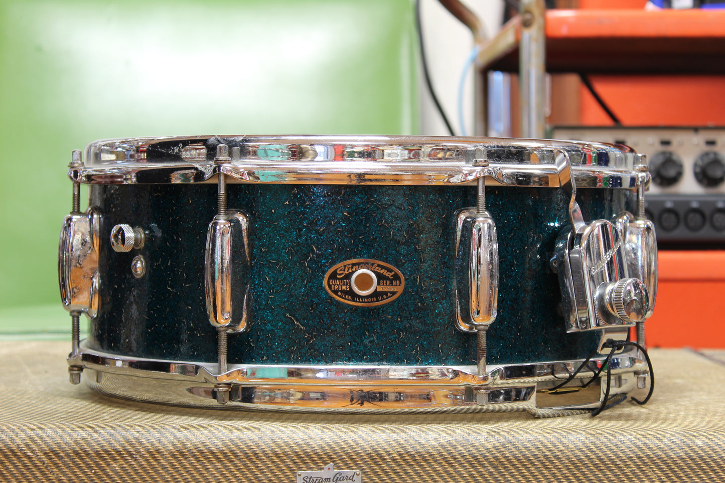 1965 Slingerland 5.5"x14" Artist model Snare Drum in Sparkling Blue Pearl