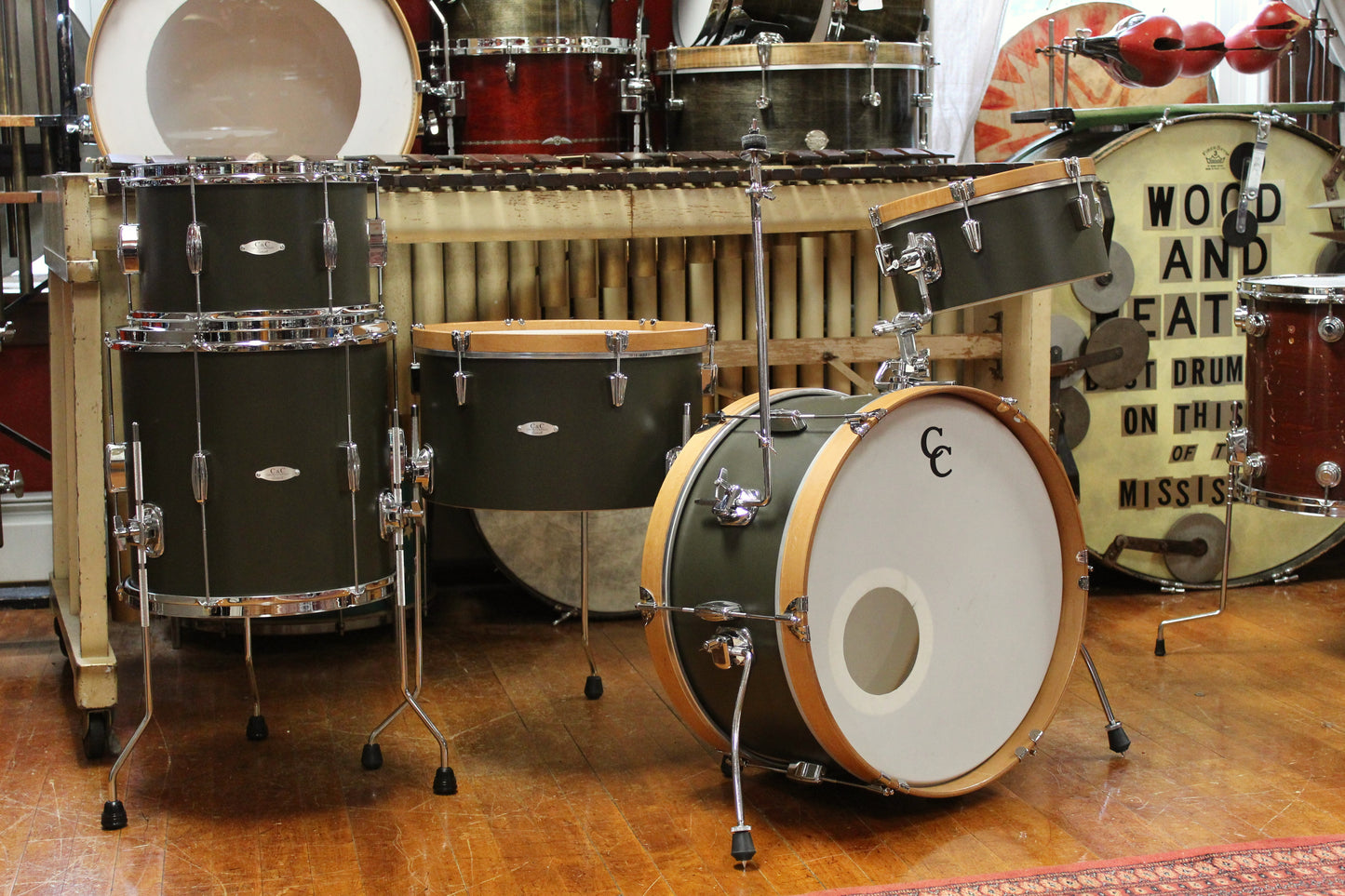 Used C&C Drum Co. Super Flyer / Player Date I 20/16/14/12/12 in Dark Olive Matte