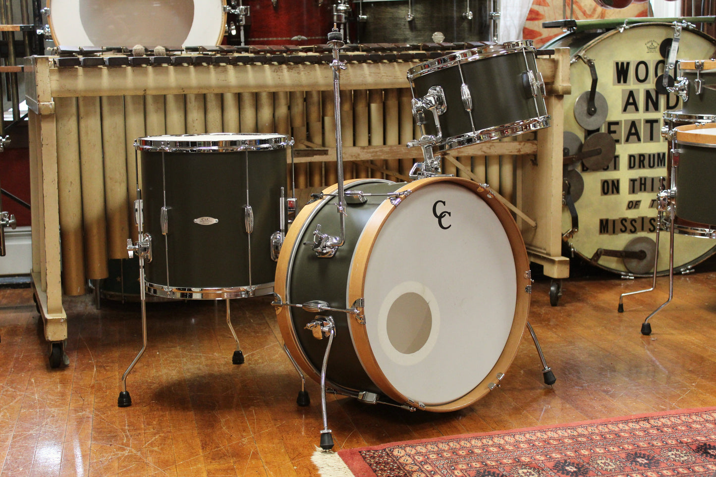 Used C&C Drum Co. Super Flyer / Player Date I 20/16/14/12/12 in Dark Olive Matte