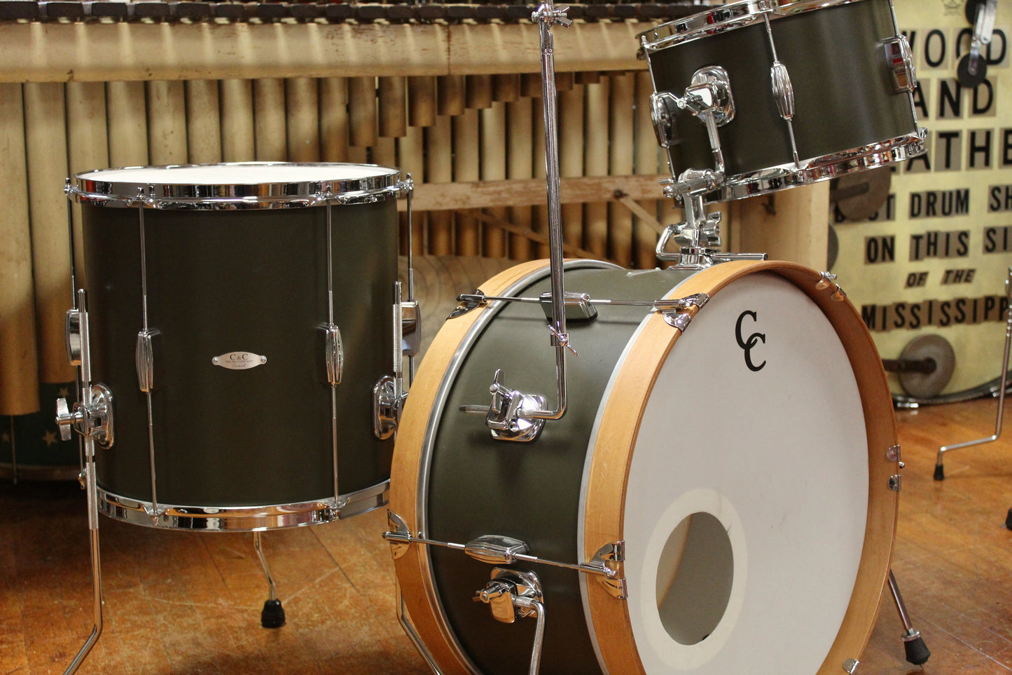 Used C&C Drum Co. Super Flyer / Player Date I 20/16/14/12/12 in Dark Olive Matte