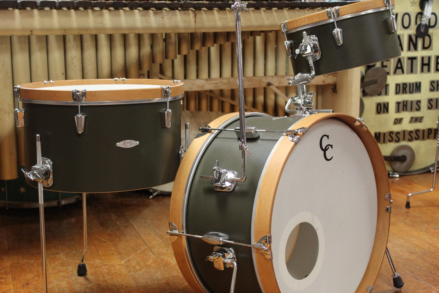 Used C&C Drum Co. Super Flyer / Player Date I 20/16/14/12/12 in Dark Olive Matte