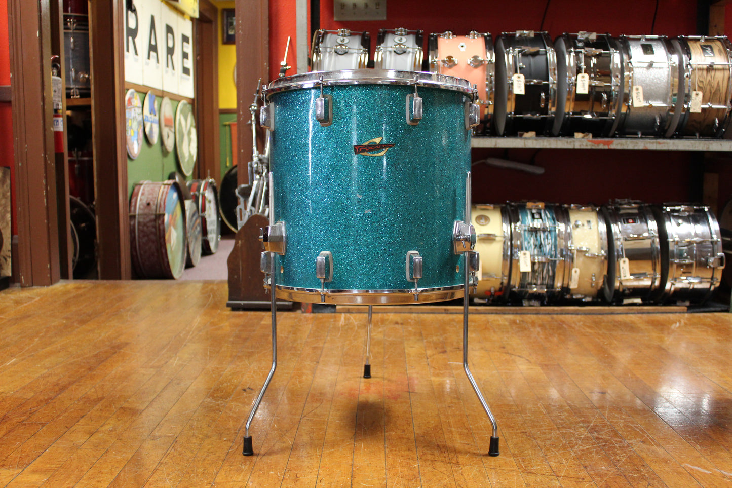 1960s Trixon Luxus Outfit in Aqua Blue Sparkle 14x20 8x13 16x16