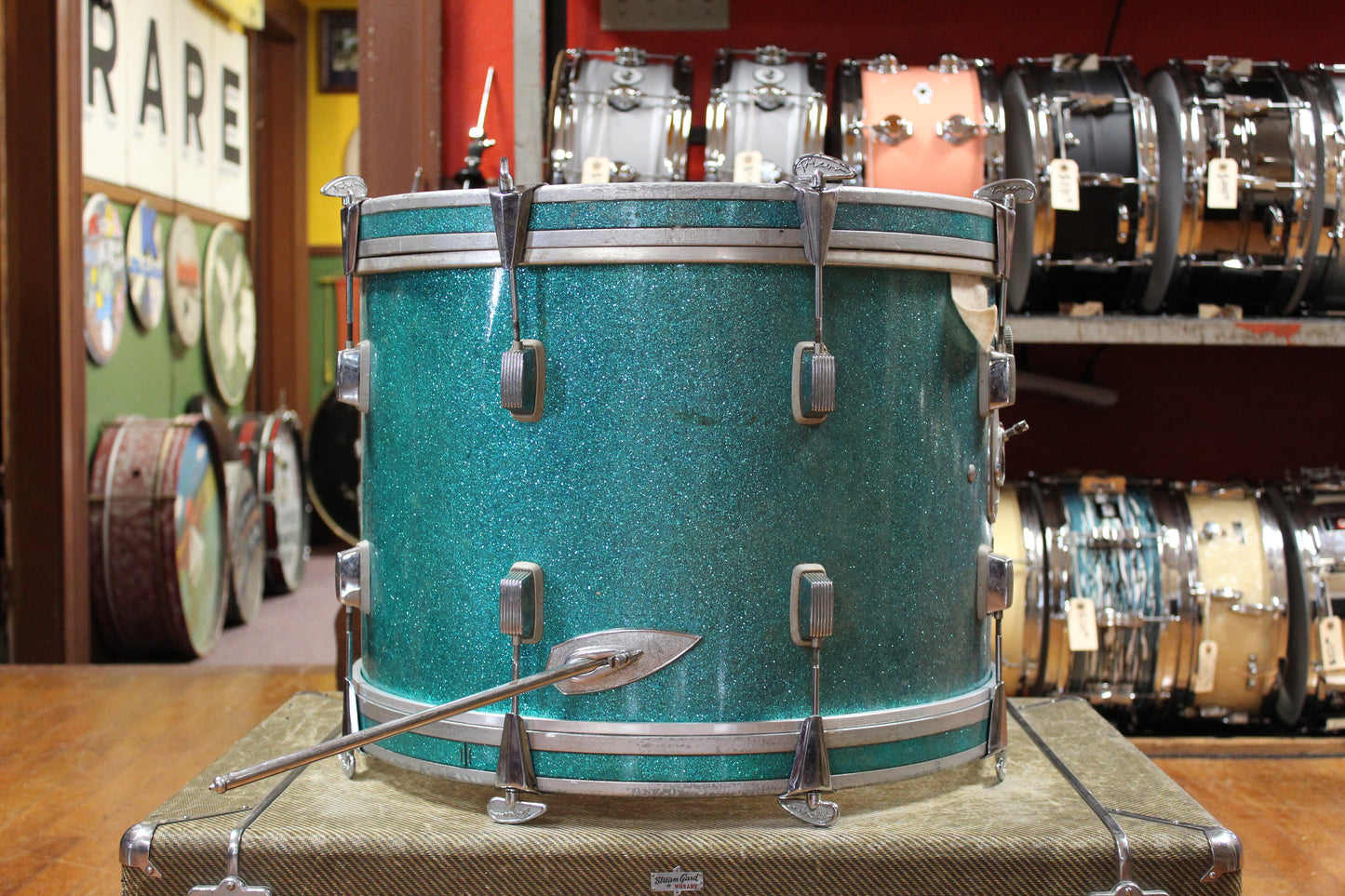 1960s Trixon Luxus Outfit in Aqua Blue Sparkle 14x20 8x13 16x16