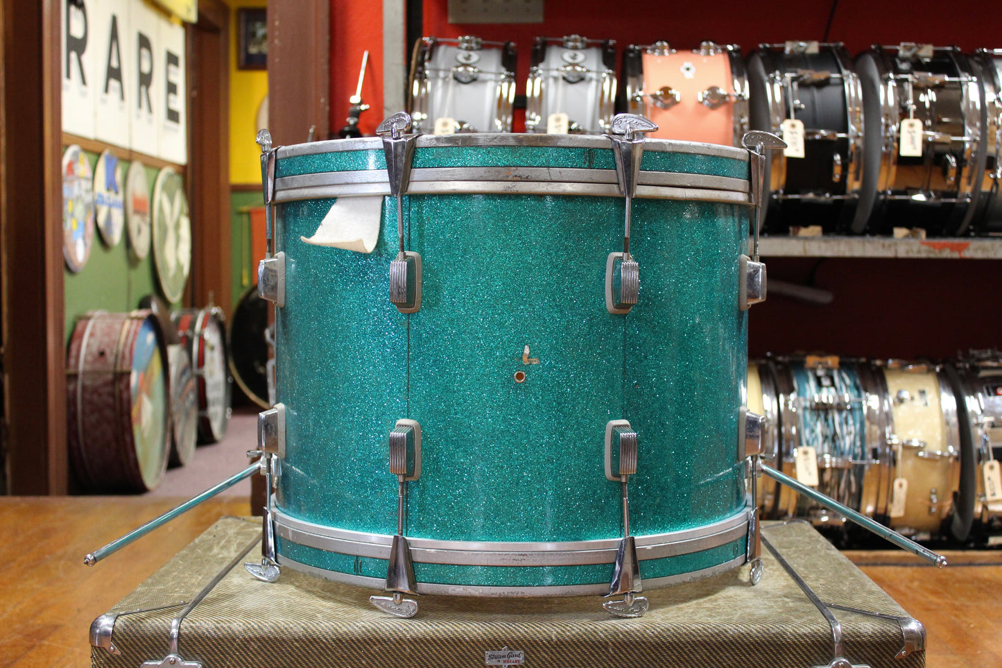 1960s Trixon Luxus Outfit in Aqua Blue Sparkle 14x20 8x13 16x16