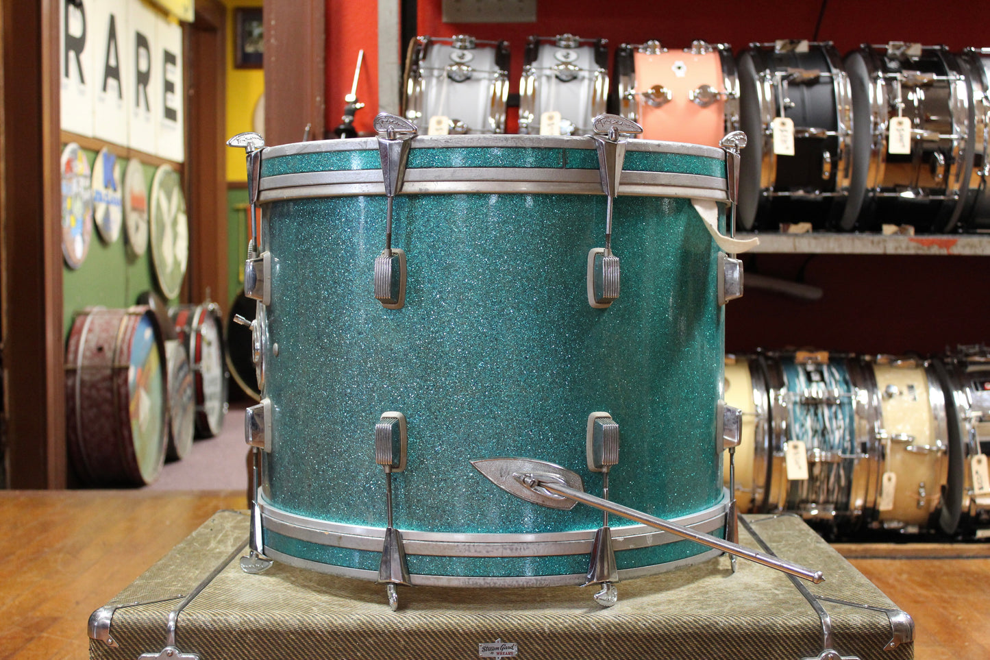 1960s Trixon Luxus Outfit in Aqua Blue Sparkle 14x20 8x13 16x16