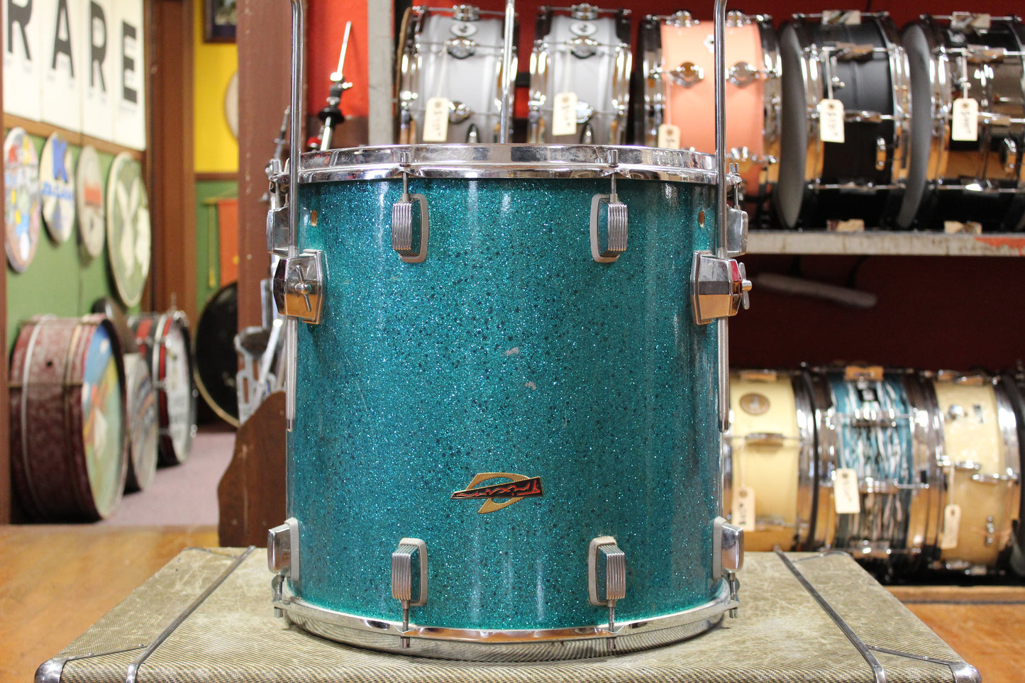 1960s Trixon Luxus Outfit in Aqua Blue Sparkle 14x20 8x13 16x16