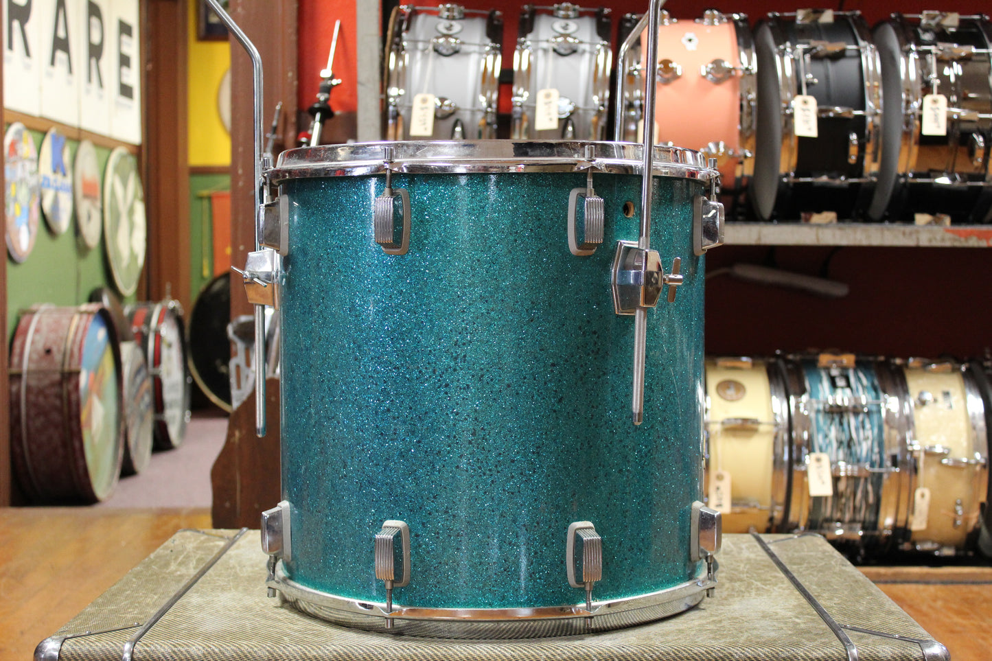 1960s Trixon Luxus Outfit in Aqua Blue Sparkle 14x20 8x13 16x16