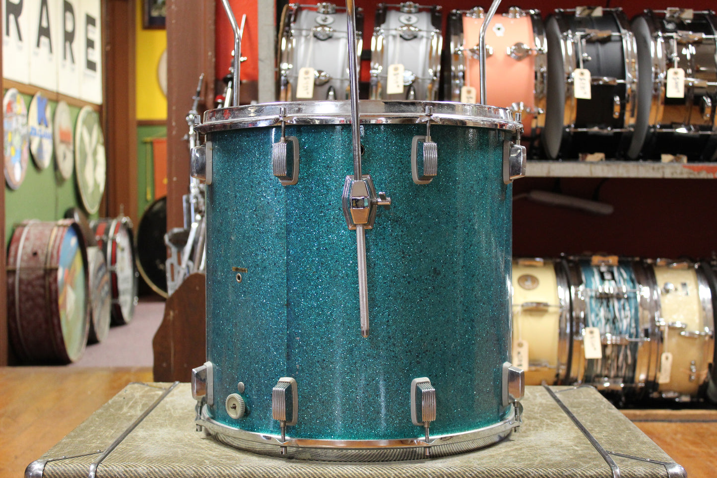 1960s Trixon Luxus Outfit in Aqua Blue Sparkle 14x20 8x13 16x16