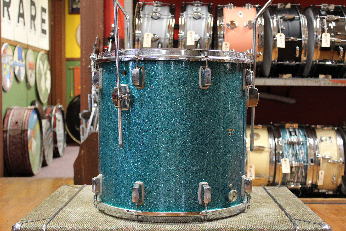 1960s Trixon Luxus Outfit in Aqua Blue Sparkle 14x20 8x13 16x16