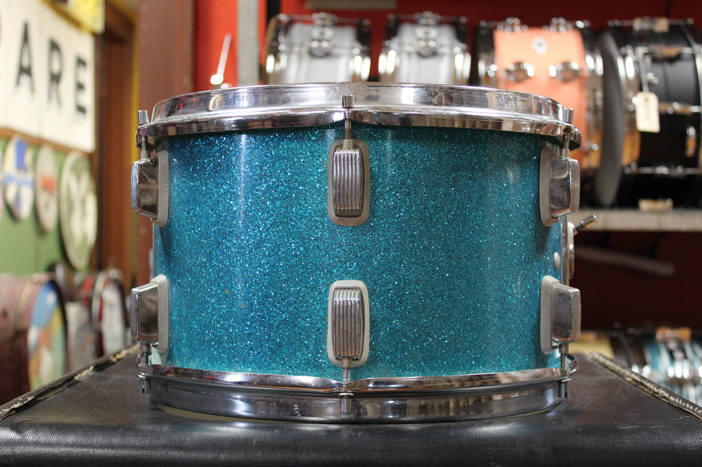 1960s Trixon Luxus Outfit in Aqua Blue Sparkle 14x20 8x13 16x16