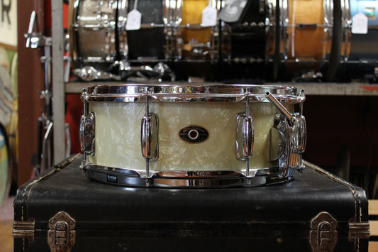 1960's Slingerland 5x14 Gene Krupa Snare Drum in White Marine Pearl