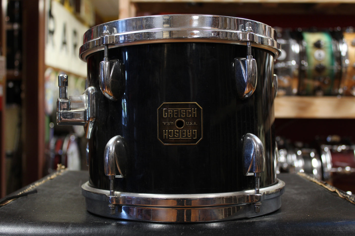 1980s Gretsch 8x10 Square Badge Tom in Black Nitron