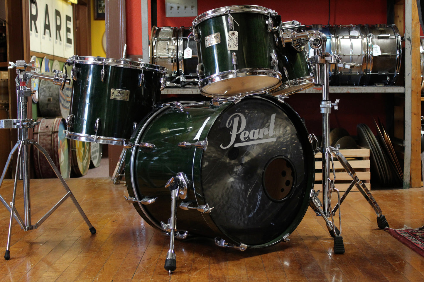 2000's Pearl Master Studio Outfit in Emerald Mist Lacquer 16x20 12x14 10x12 10x10