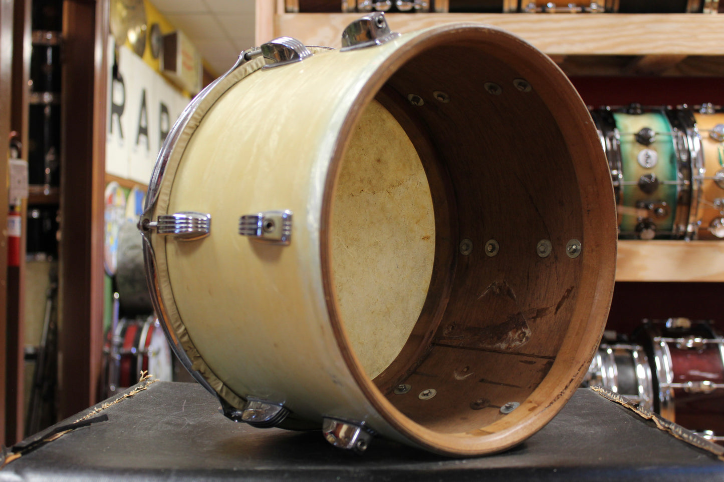 Early 1960s Ludwig 8x12 Tom Tom in White Marine Pearl