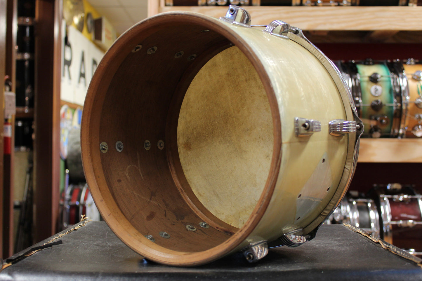 Early 1960s Ludwig 8x12 Tom Tom in White Marine Pearl