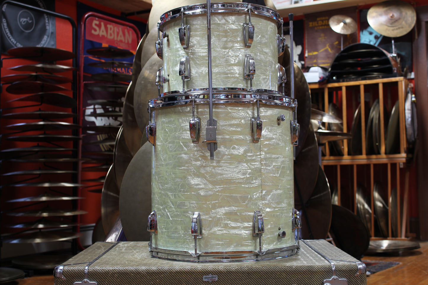 1950s WFL / Ludwig New Yorker in White Marine Pearl 12x22 16x16 9x13