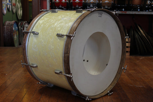 1950s Leedy 16x22 Bass Drum in White Marine Pearl