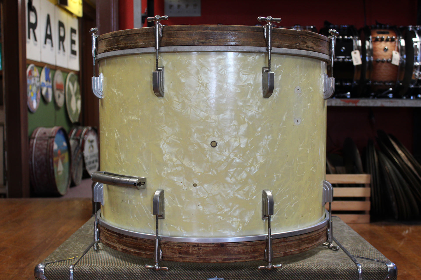 1950s Leedy 16x22 Bass Drum in White Marine Pearl