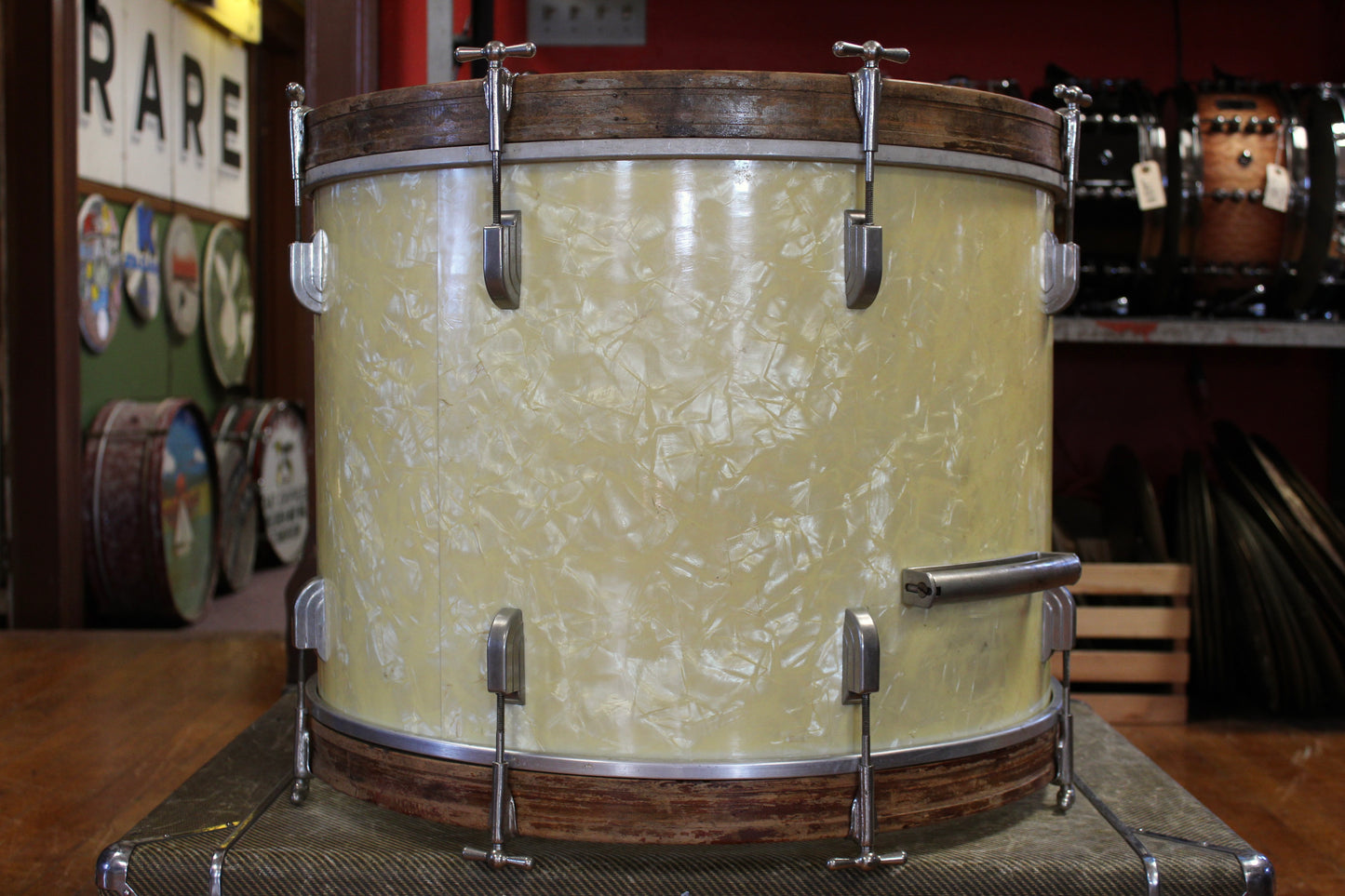 1950s Leedy 16x22 Bass Drum in White Marine Pearl