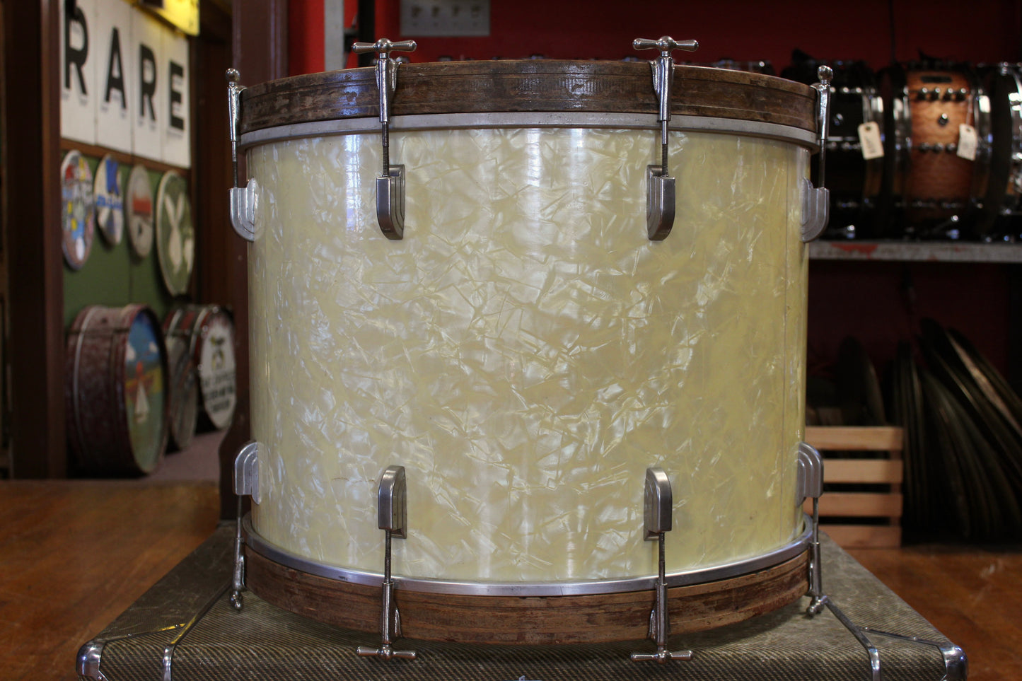 1950s Leedy 16x22 Bass Drum in White Marine Pearl