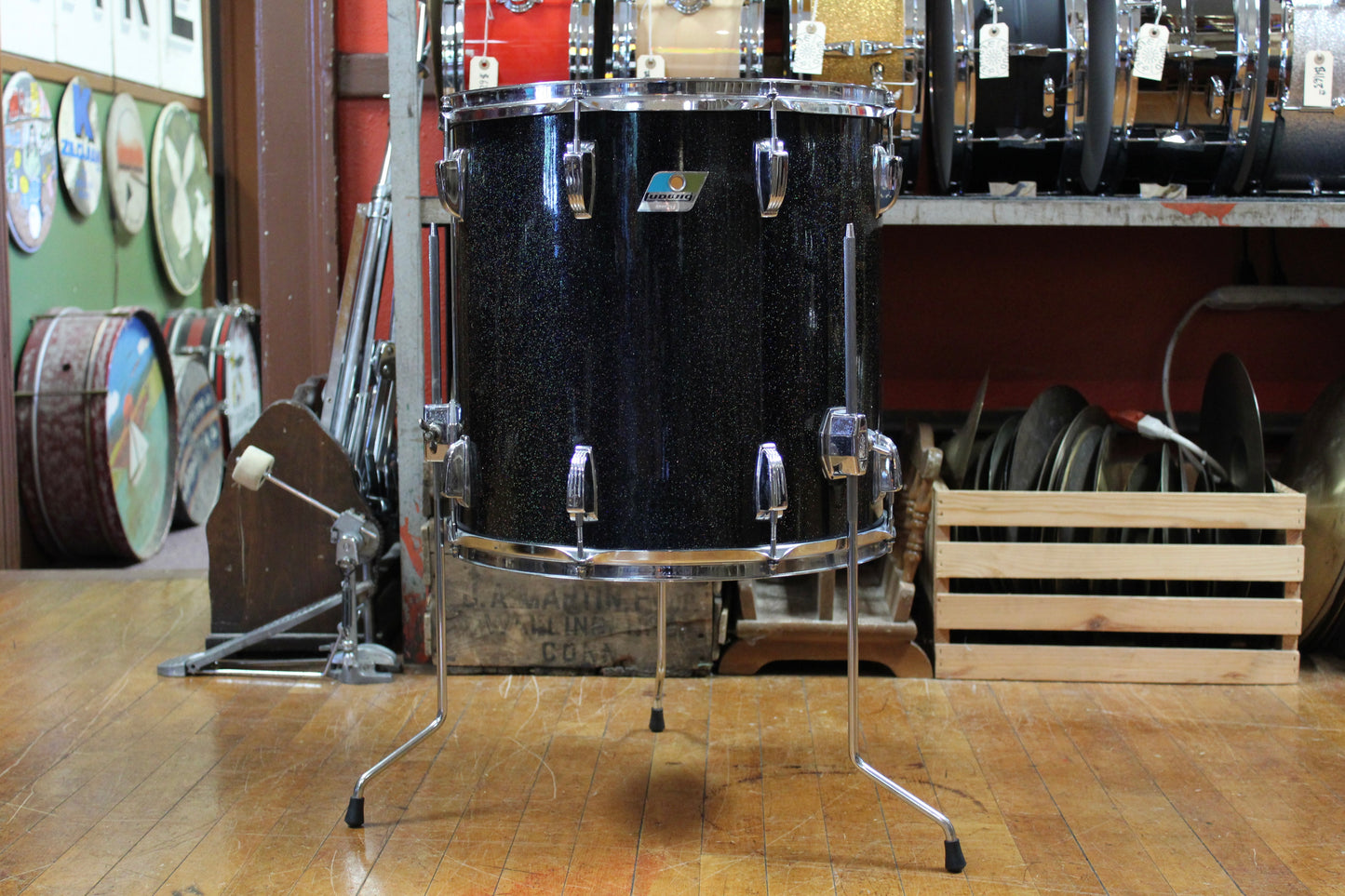 1980s Ludwig Super Classic Outfit in Black Galaxy 14x22 9x13 16x16