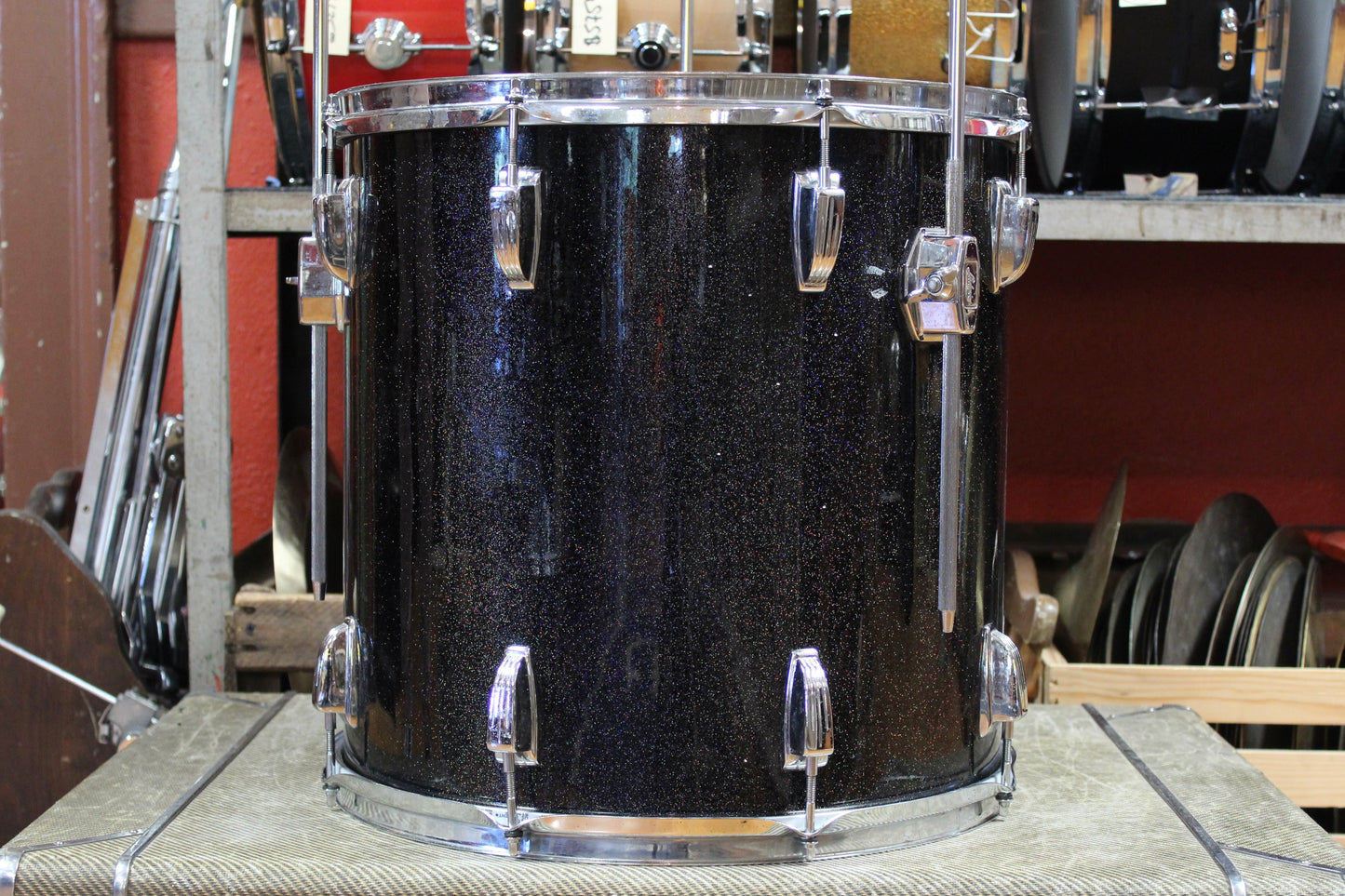 1980s Ludwig Super Classic Outfit in Black Galaxy 14x22 9x13 16x16