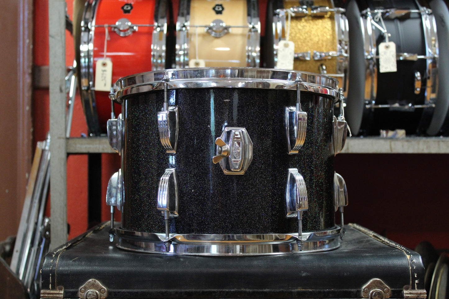 1980s Ludwig Super Classic Outfit in Black Galaxy 14x22 9x13 16x16