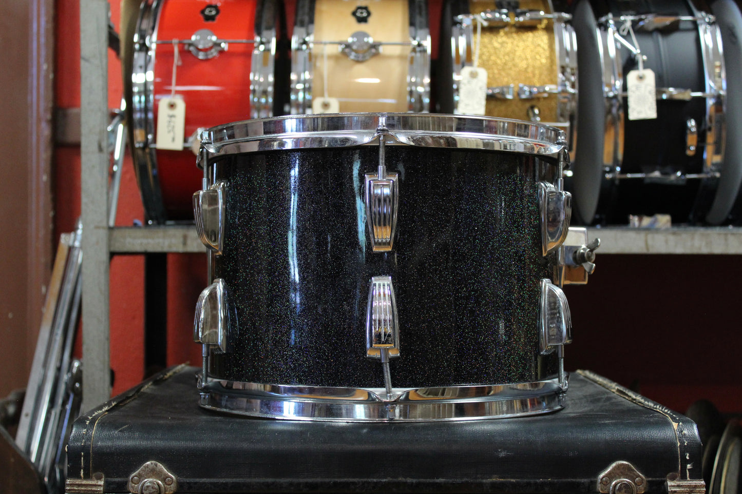 1980s Ludwig Super Classic Outfit in Black Galaxy 14x22 9x13 16x16