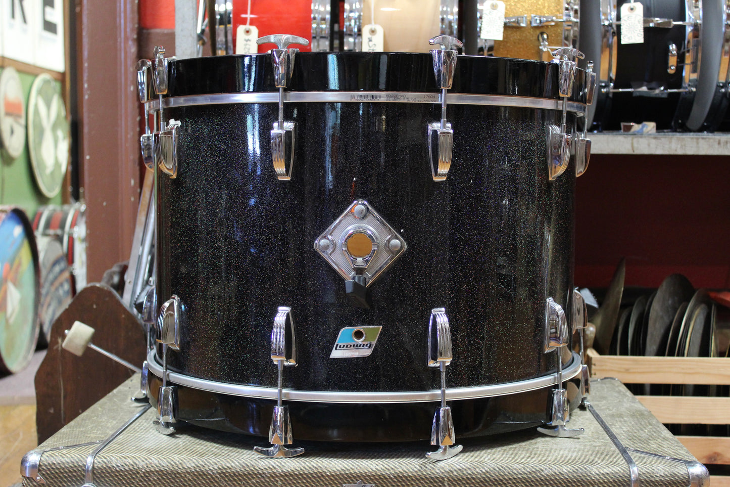 1980s Ludwig Super Classic Outfit in Black Galaxy 14x22 9x13 16x16