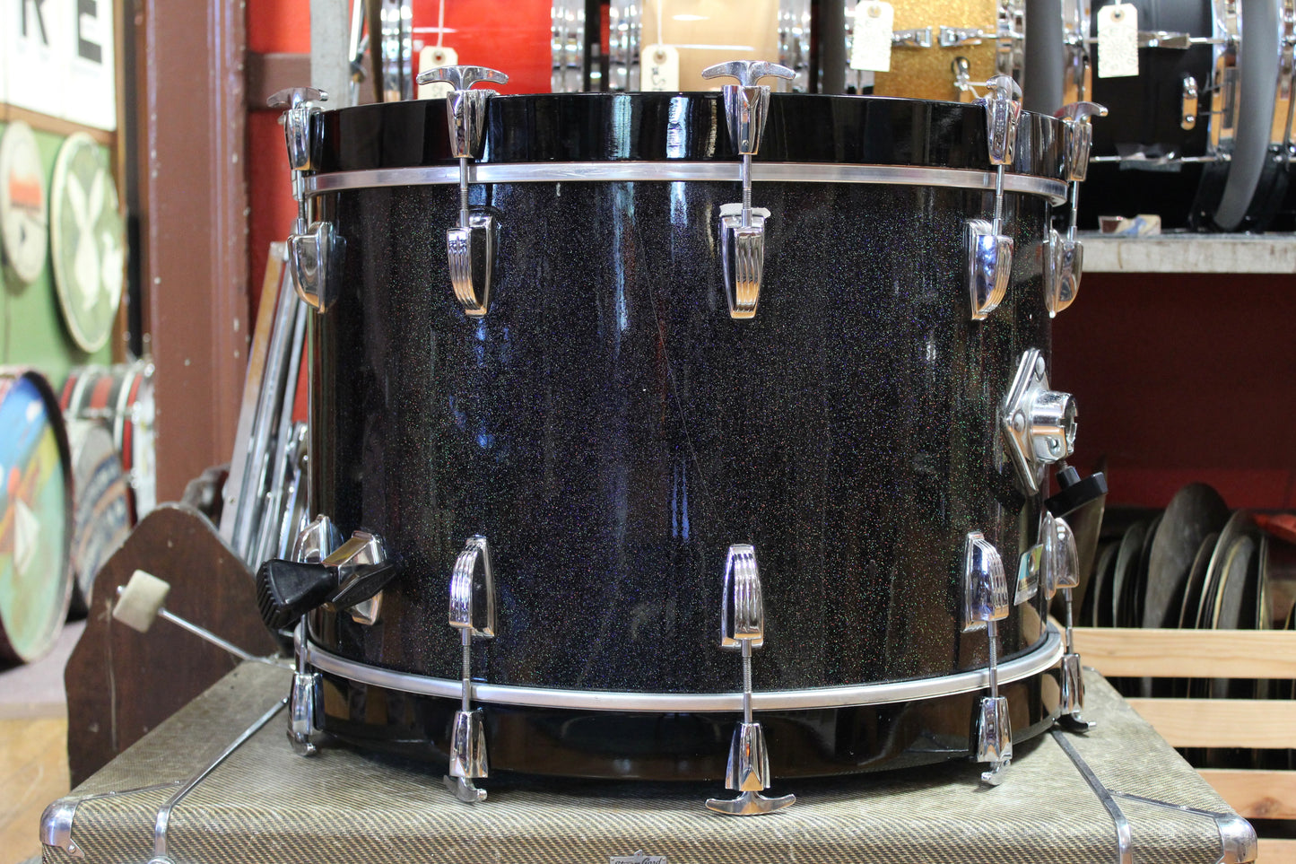 1980s Ludwig Super Classic Outfit in Black Galaxy 14x22 9x13 16x16