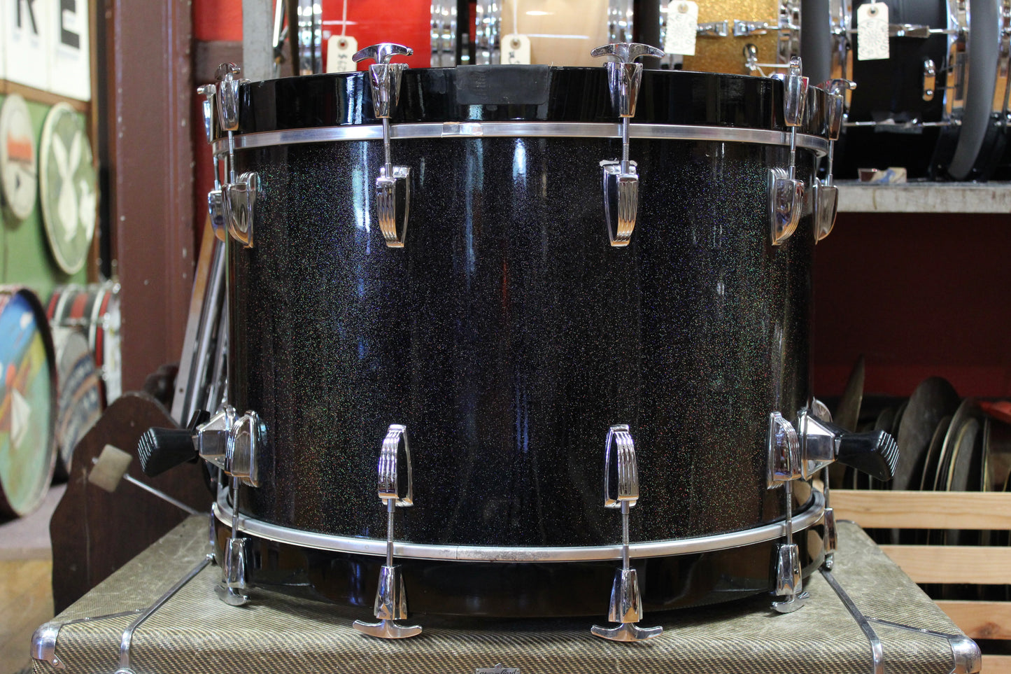 1980s Ludwig Super Classic Outfit in Black Galaxy 14x22 9x13 16x16