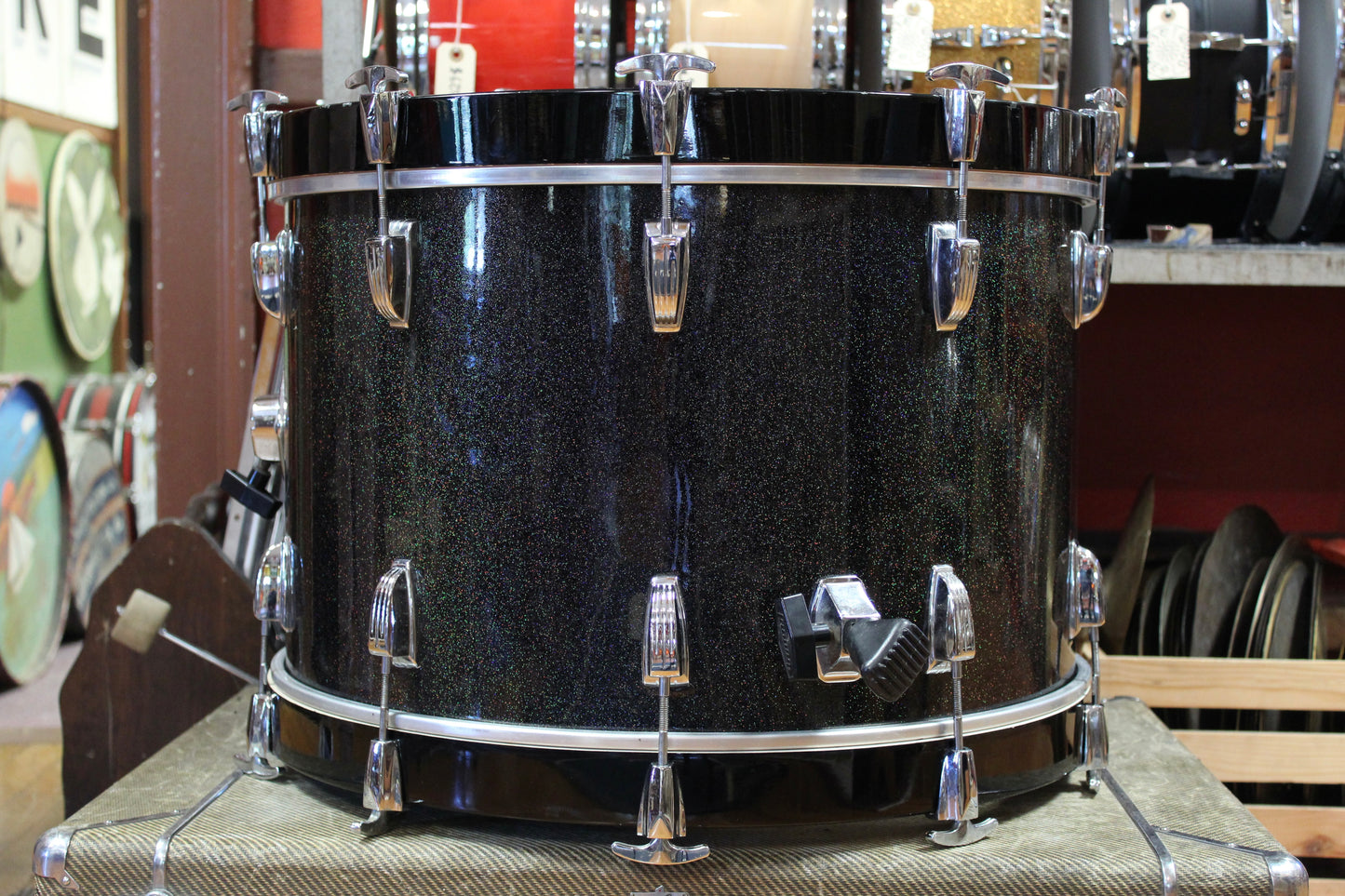 1980s Ludwig Super Classic Outfit in Black Galaxy 14x22 9x13 16x16