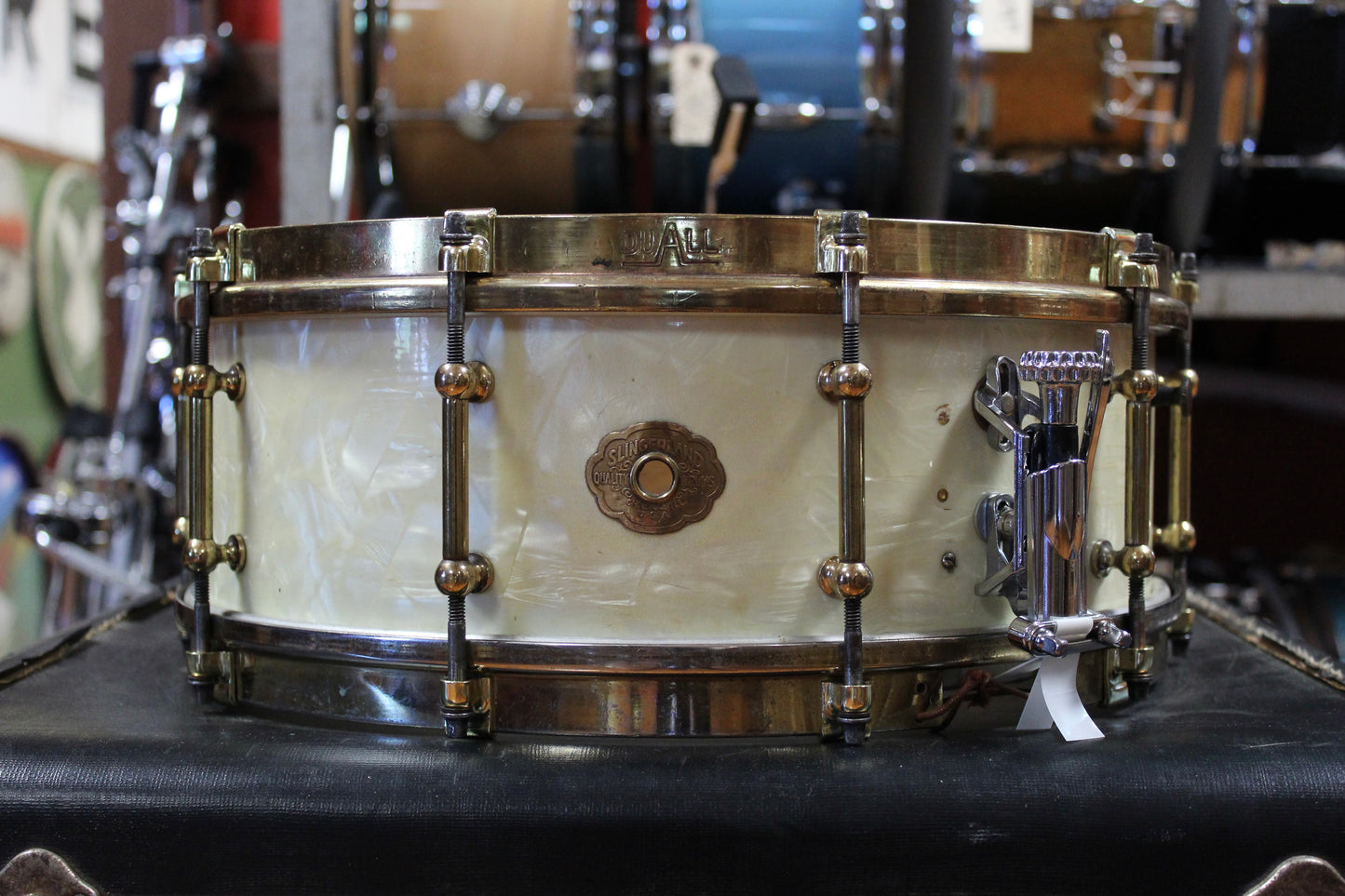 1930s Slingerland DuAll 5"x14" in White Marine Pearl