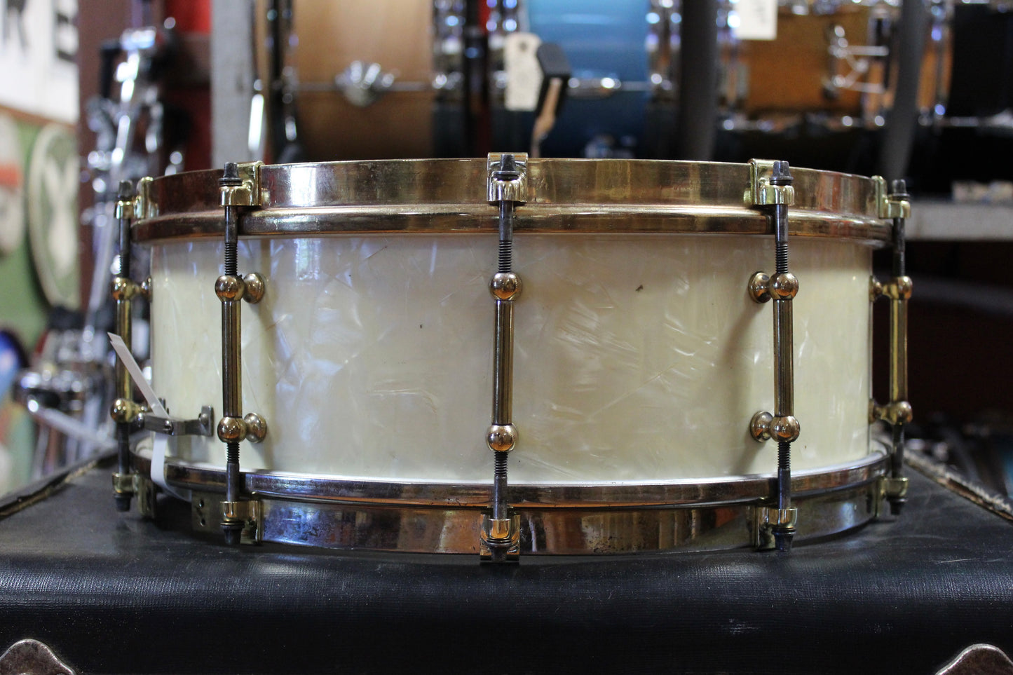 1930s Slingerland DuAll 5"x14" in White Marine Pearl