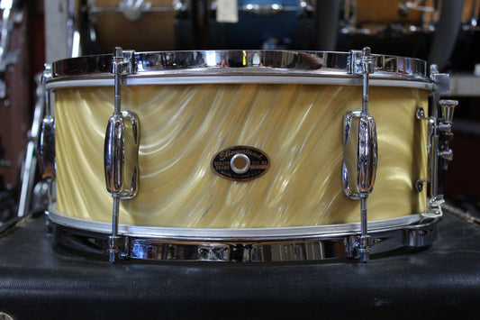 1960s Slingerland 5x14 Snare Drum in Gold Satin Flame