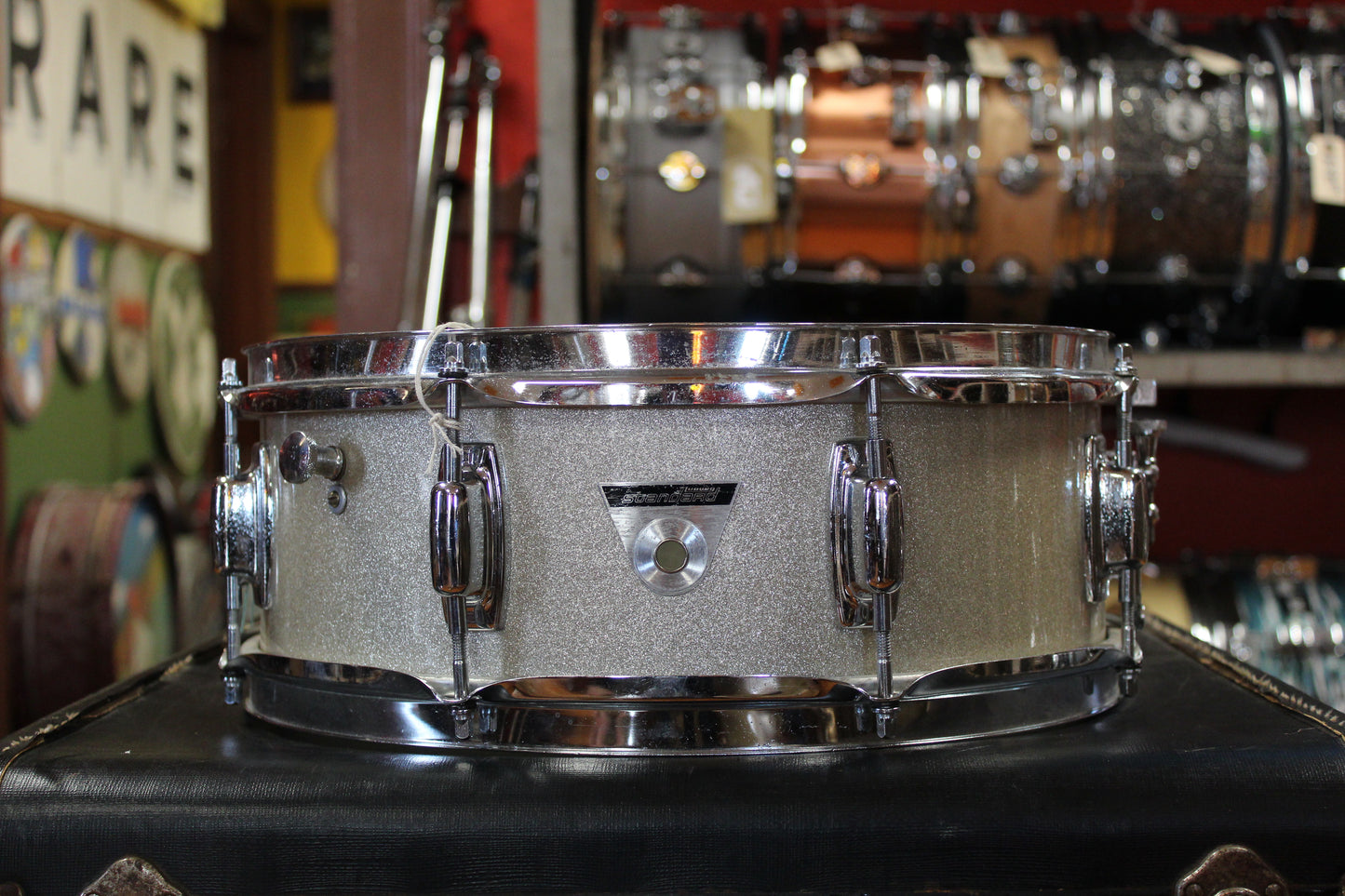 Late 1960s Ludwig 5.5x14 Standard Model Snare Drum in Silver Mist