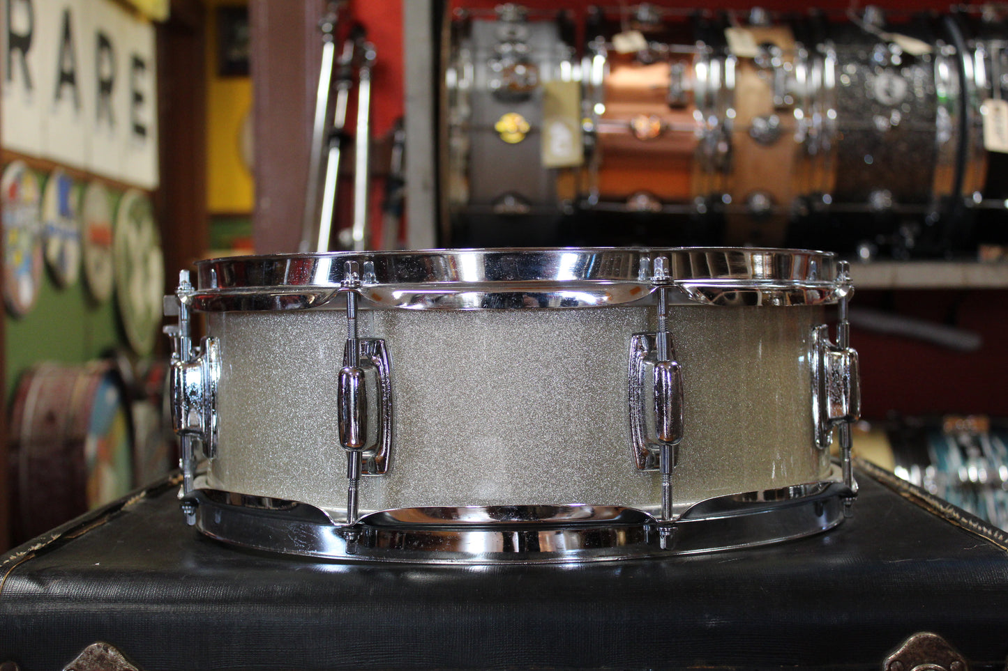 Late 1960s Ludwig 5.5x14 Standard Model Snare Drum in Silver Mist