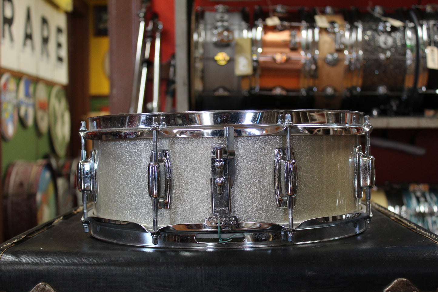 Late 1960s Ludwig 5.5x14 Standard Model Snare Drum in Silver Mist