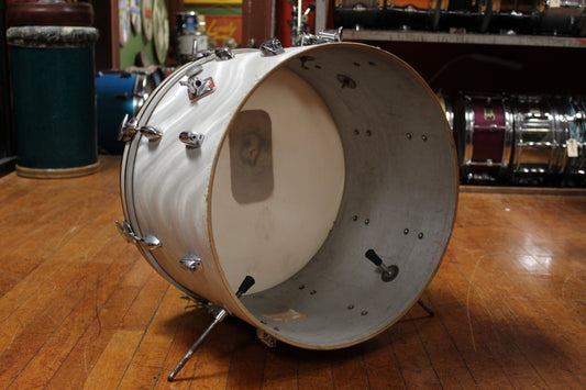 1960s Gretsch Progressive Jazz Outfit in White Satin Flame 14x20 8x12 14x14
